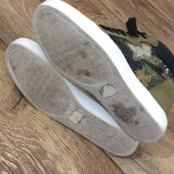 Mix No. 6 Olive/Black/Army Sequin Heel Sneaker Woman Size 8 - Picture 7 of 9